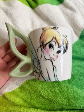 Disney Tinker Bell Ceramic Mug with Light Green Wing Handle